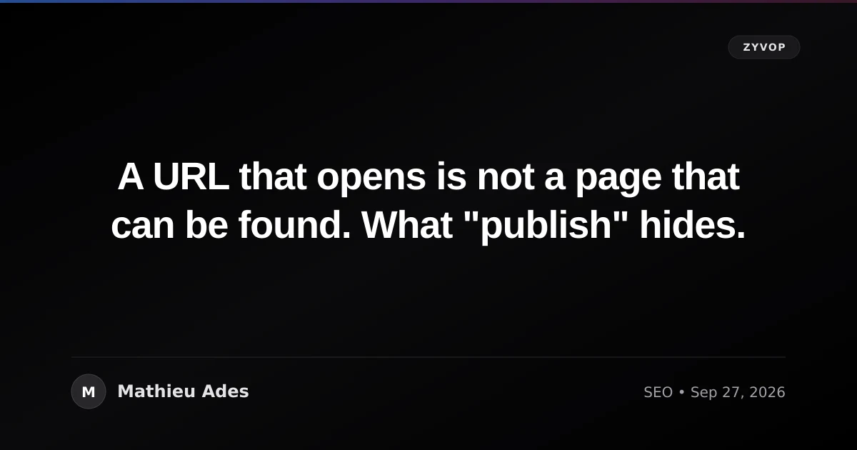 A URL that opens is not a page that can be found. What "publish" hides.