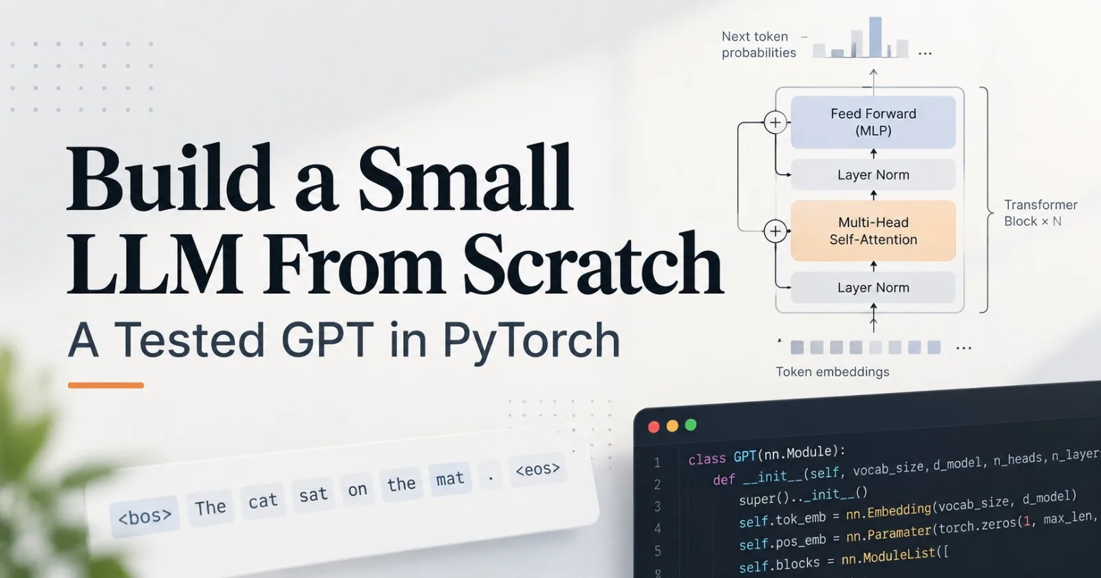Build a Small LLM From Scratch: A Tested GPT in PyTorch