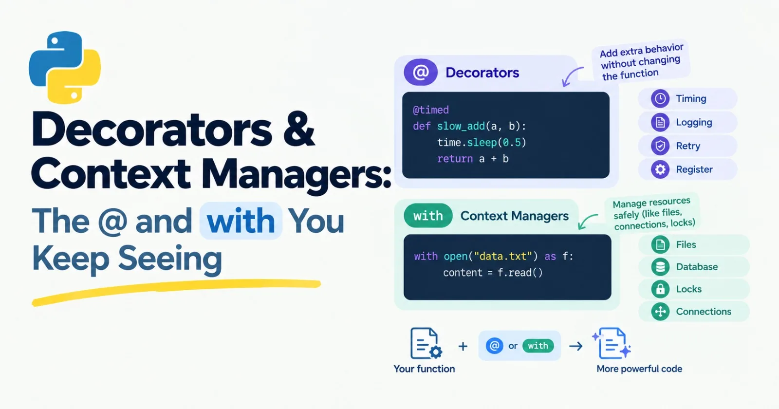 Decorators & Context Managers: The @ and with You Keep Seeing