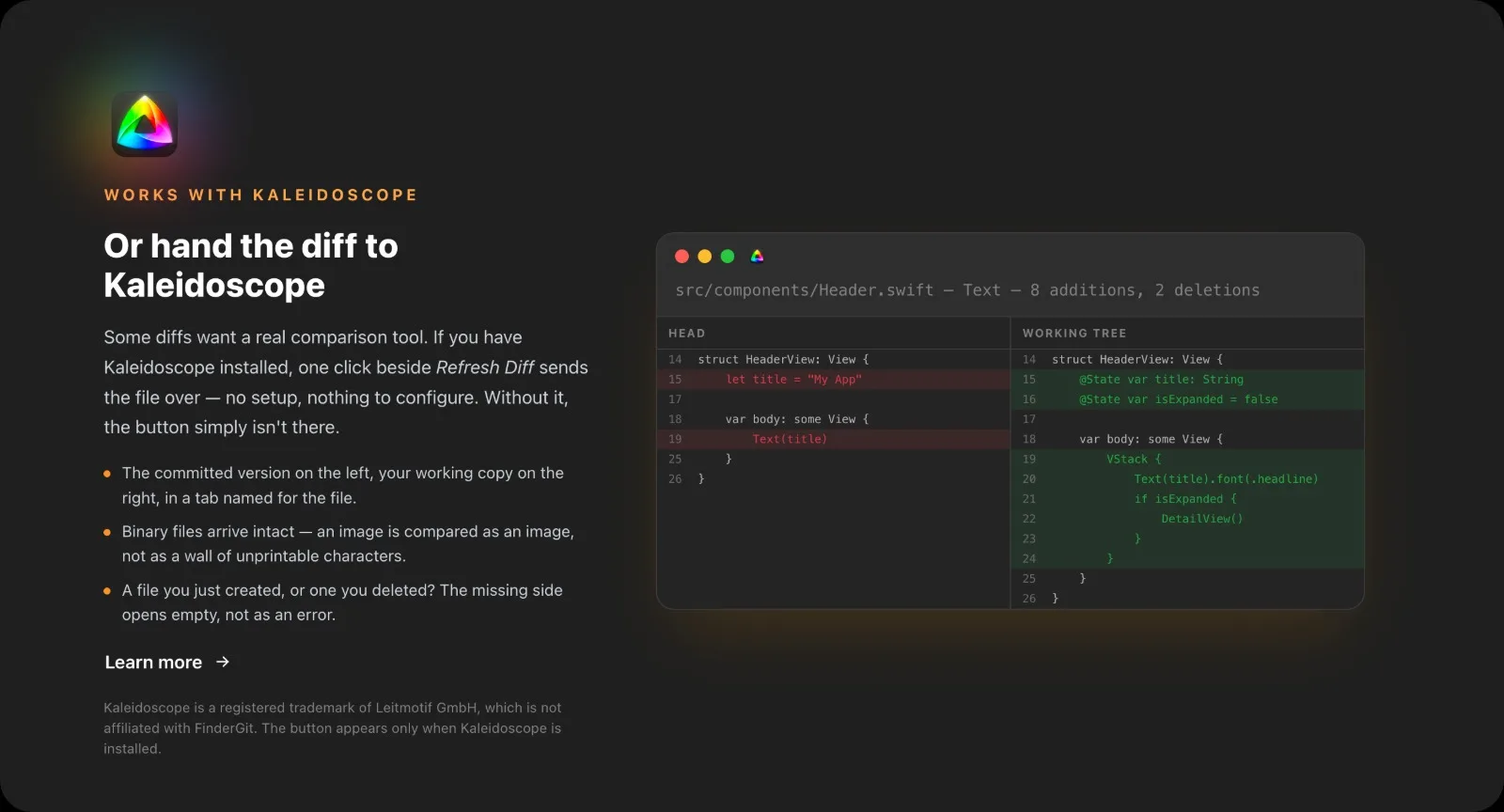 FinderGit 0.38.0 — branches, without the terminal