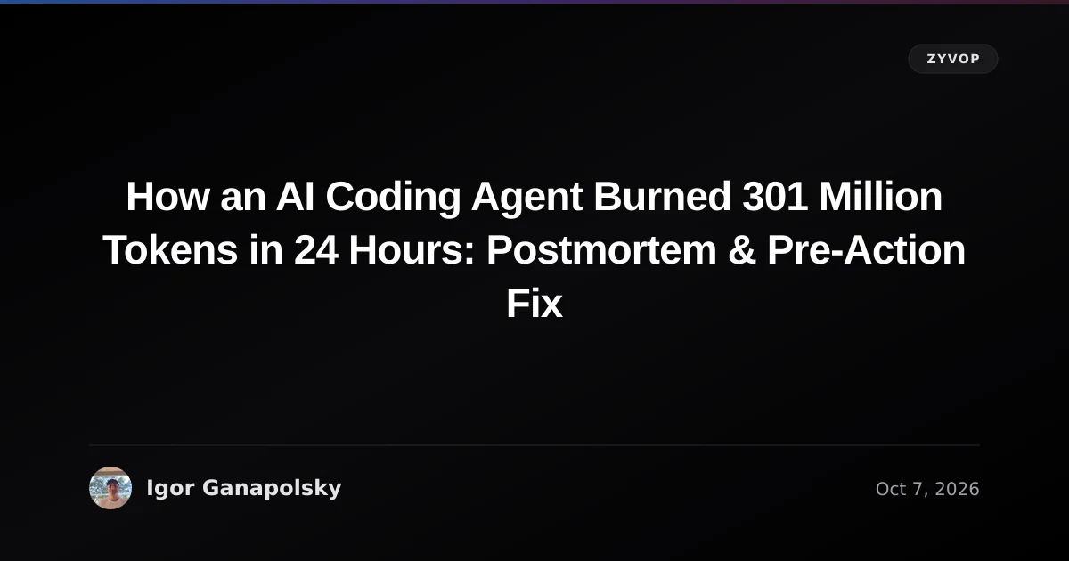 How an AI Coding Agent Burned 301 Million Tokens in 24 Hours: Postmortem & Pre-Action Fix