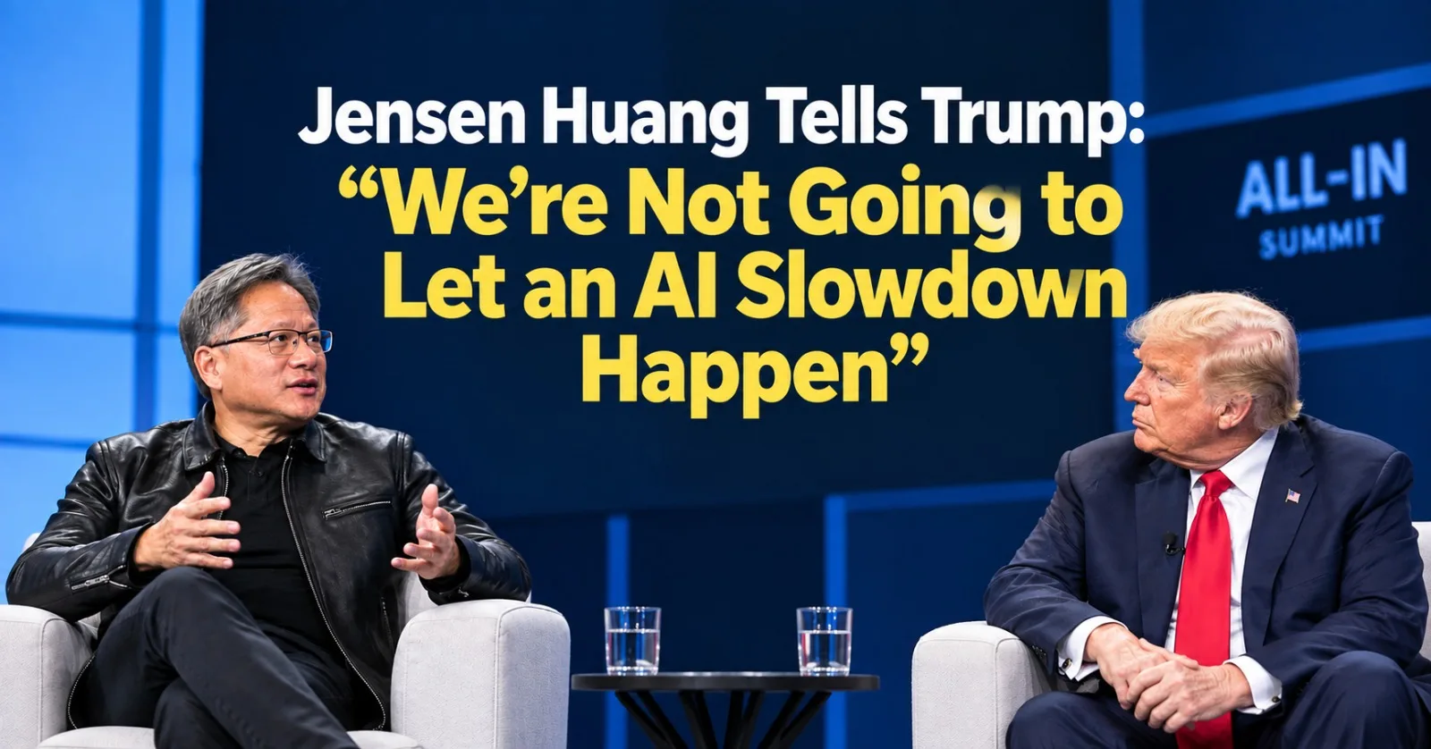 Jensen Huang Tells Trump: “We’re Not Going to Let an AI Slowdown Happen”