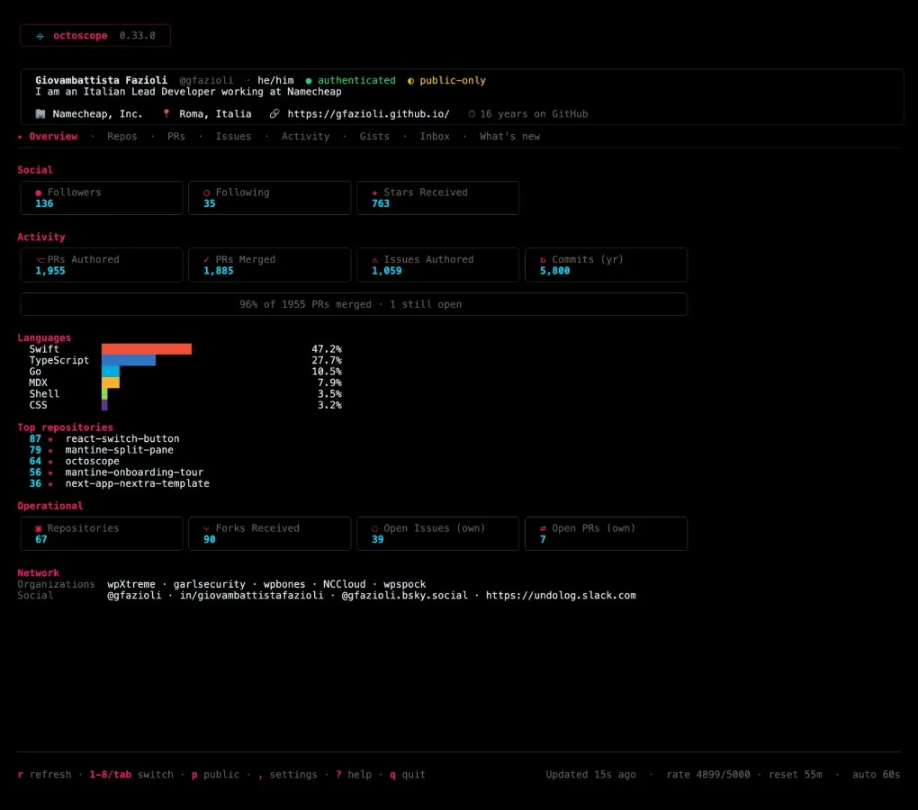 octoscope 0.33.0 — the part of a pull request nobody reads line by line