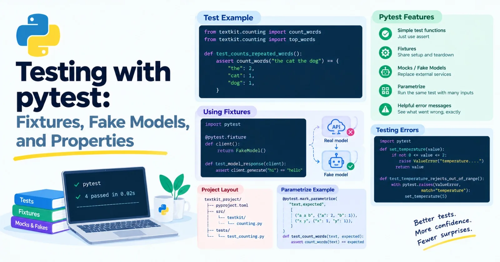 Testing with pytest: Fixtures, Fake Models, and Properties